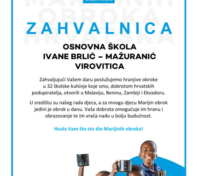 Zahvala školi – Marijini obroci